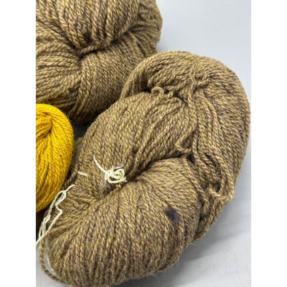 Hand-Dyed Wool Yarn Bundle Brown & Yellow Mix craft art READ - Picture 3 of 8